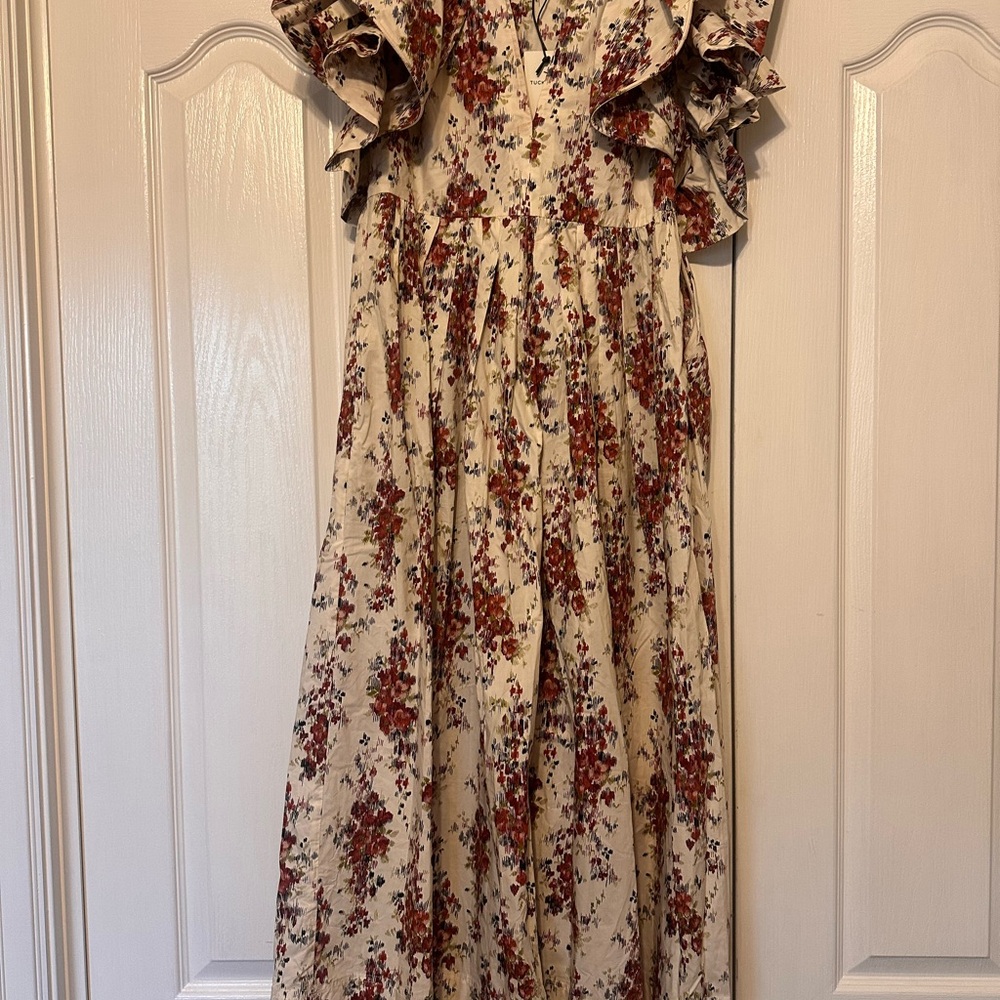 Cerise Falling Flowers Bouquet Mariana Dress
